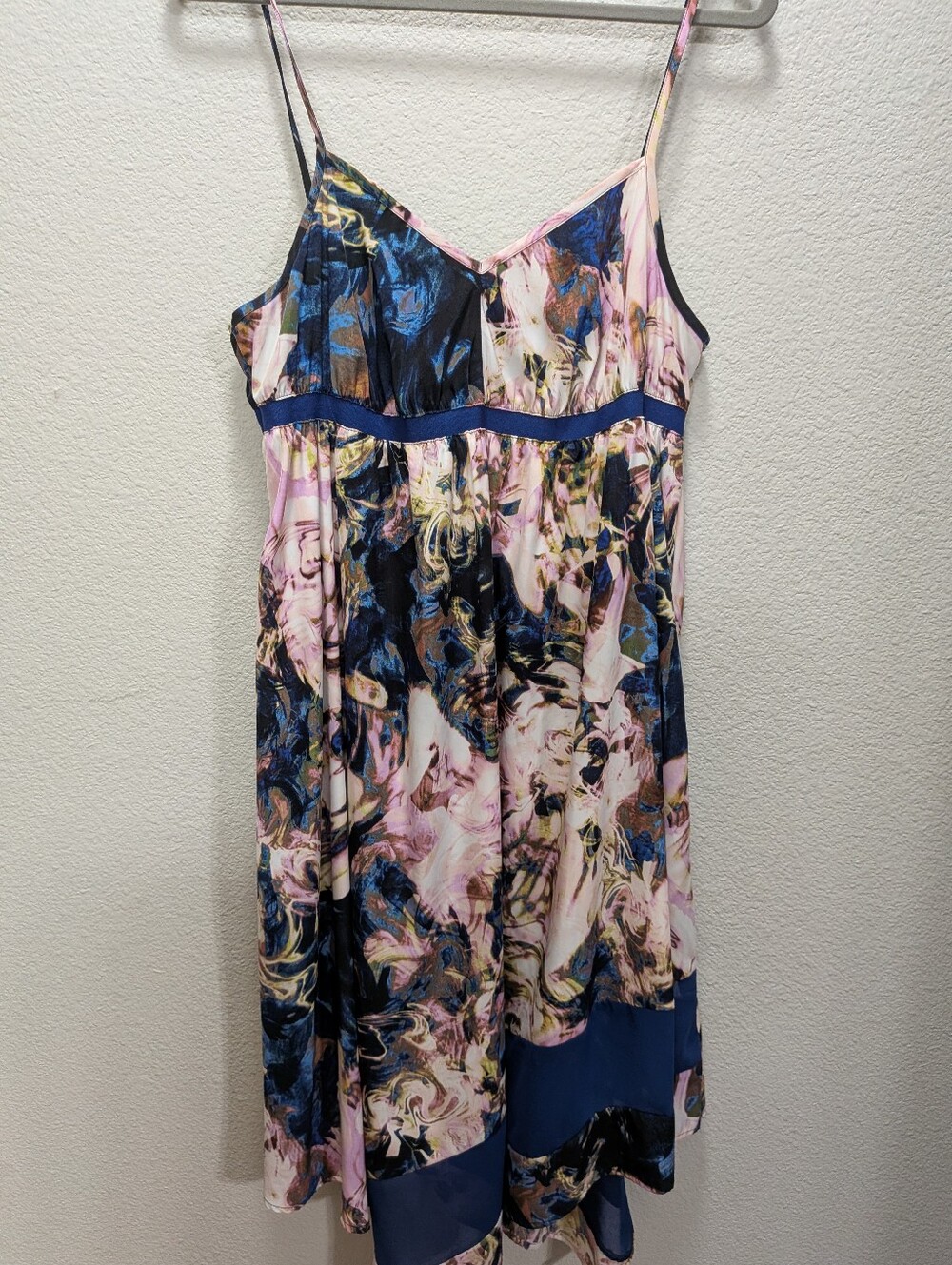 Simply Vera Vera Wang Pink and Navy Abstract Midi Sundress